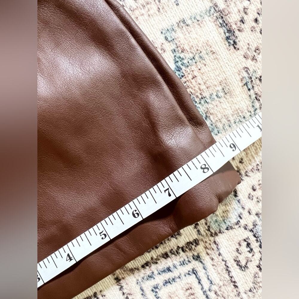 Revive revolve brown faux leather 909 High Street pants straight flare fall - Picture 14 of 15